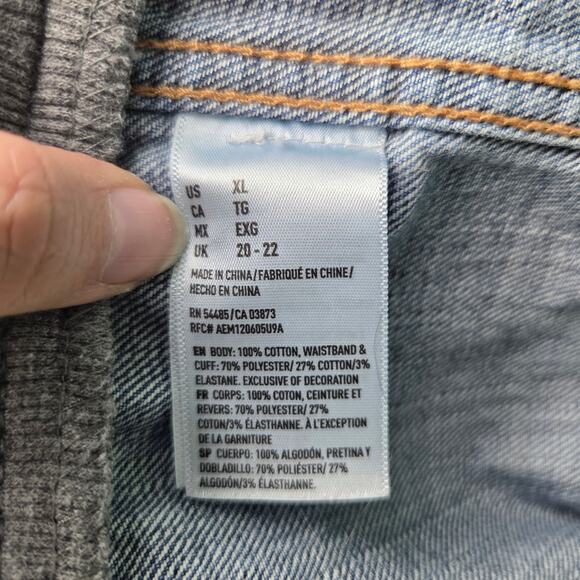 American Eagle Jacket Womens XL Denim Hooded Cropped Trucker Casual Retro - Picture 5 of 7